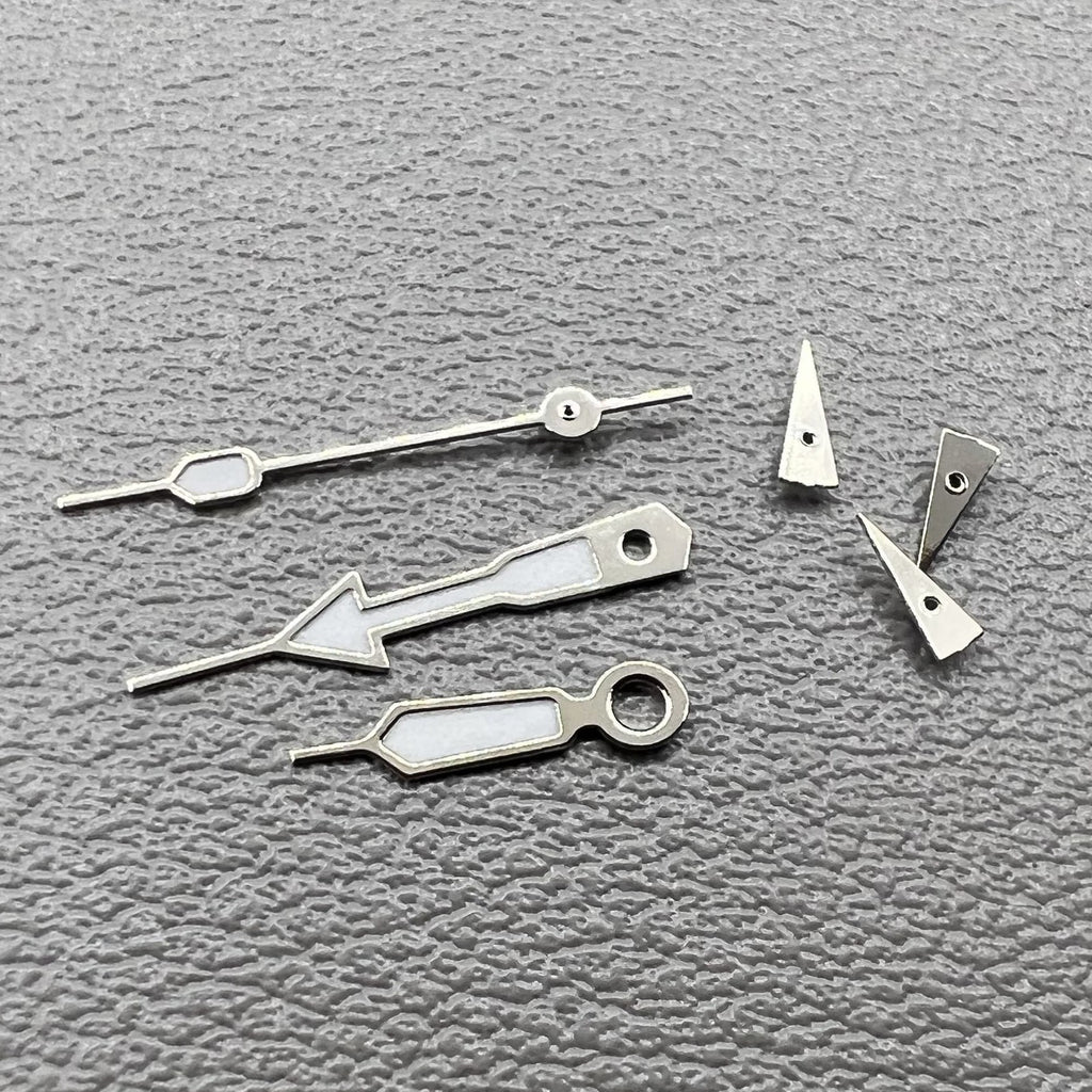 2 Sets Green Lume Arrow Shape Silver Trim Hands for Miyota OS10 OS20 OS60 OS80