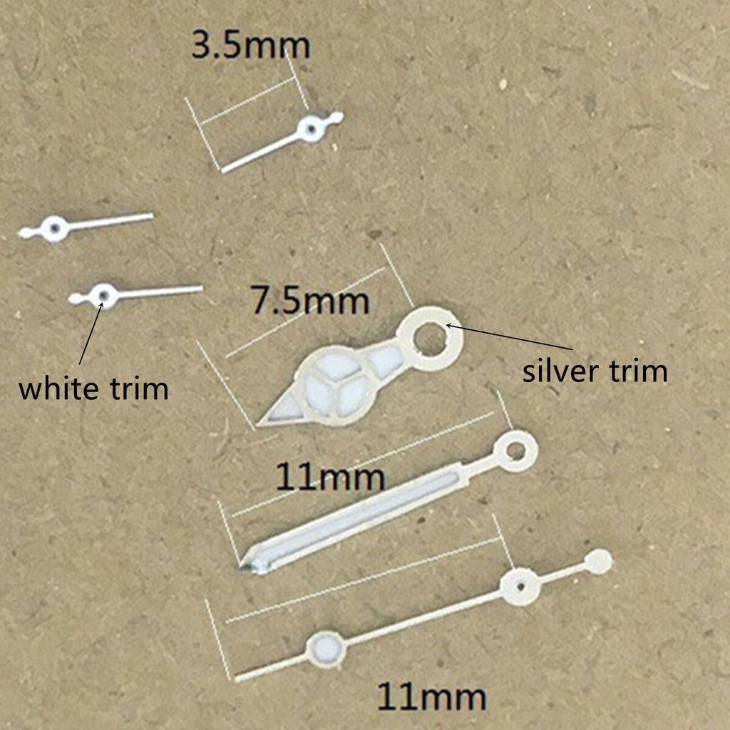2 Sets/Pack White+Silver Trim Green Lume Watch Hands for VD53 VD54 VD57 Movement