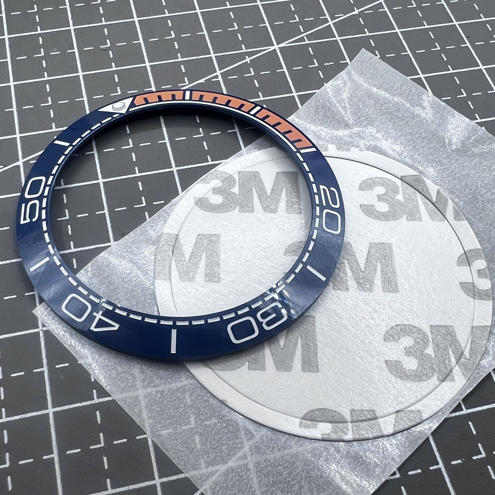 41.5mm/32.5mm Ceramic Watch Bezel Insert Dark Blue Bezel Orange Font Watch Parts