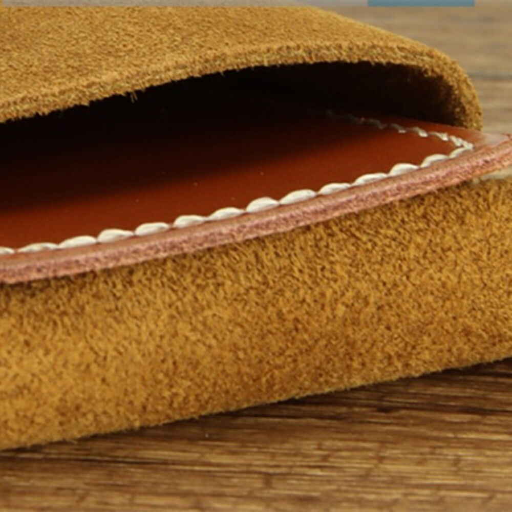 Brown Cowhide Watch Storage Bag Single Watch Portable Travel Pocket + Lining