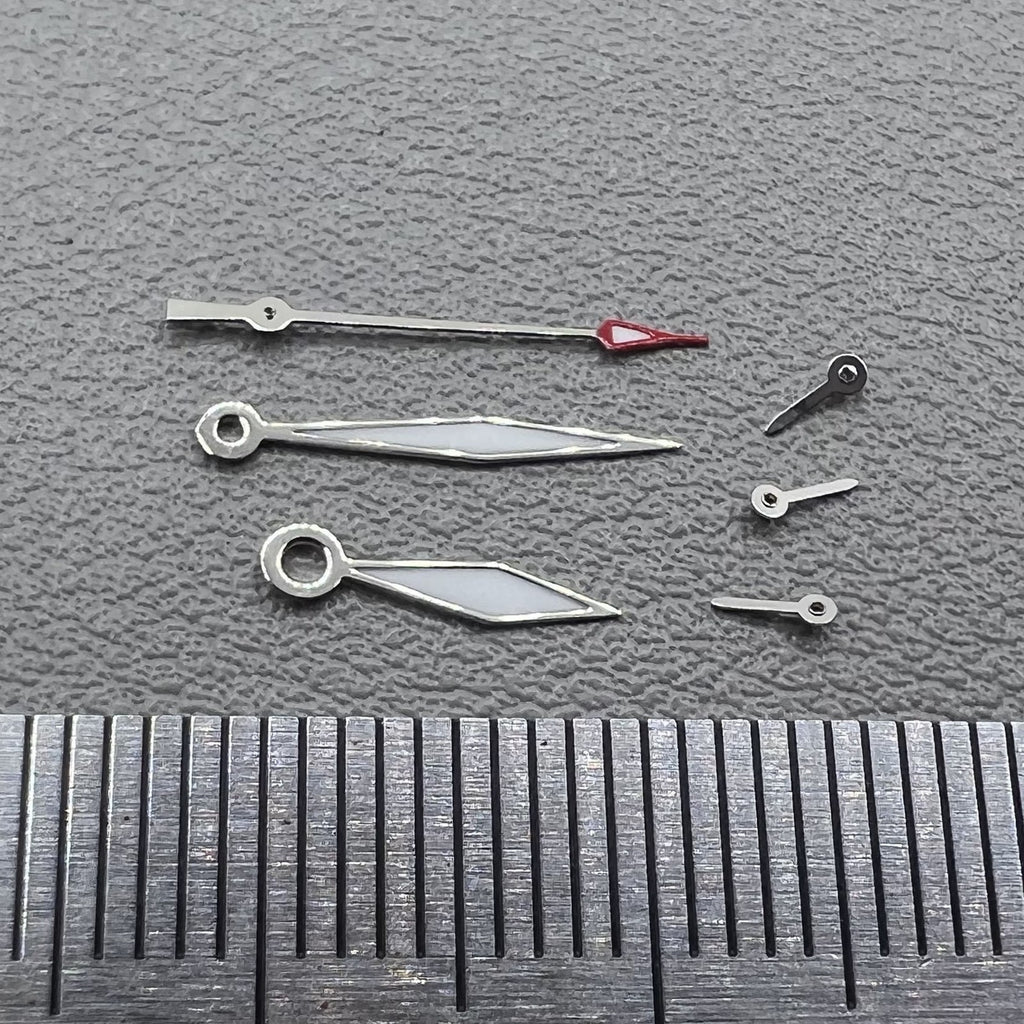 2 Sets/Pack 13mm Diamond Shape Silver Trim Lume Hands for Miyota JS15 Movement