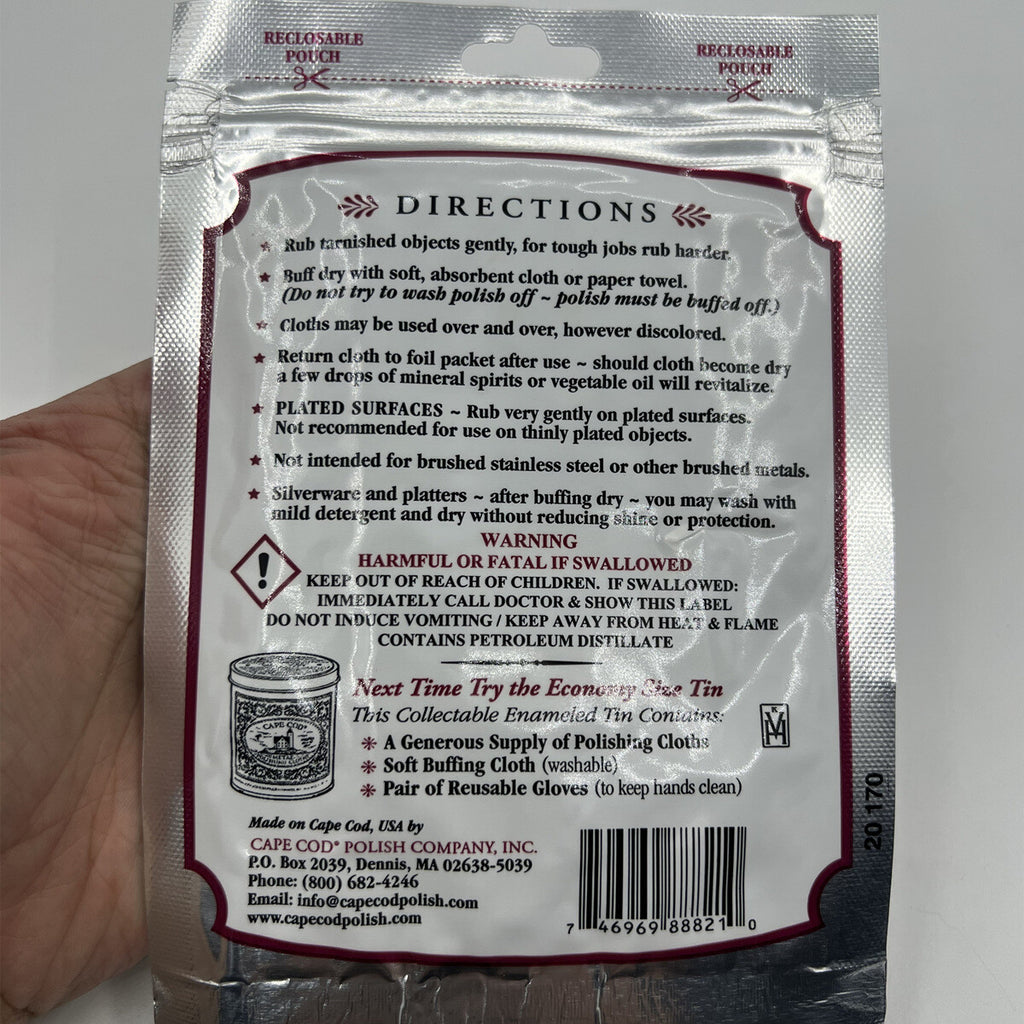 Cape Cod Fine Metal Polishing Cloths Cleans Polishes Watches Jewellery Pack of 2