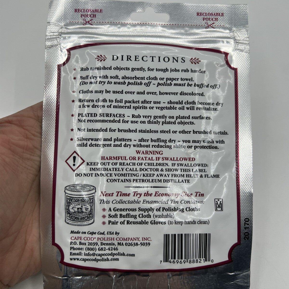 Cape Cod Fine Metal Polishing Cloths Cleans Polishes Watches Jewellery Pack of 2