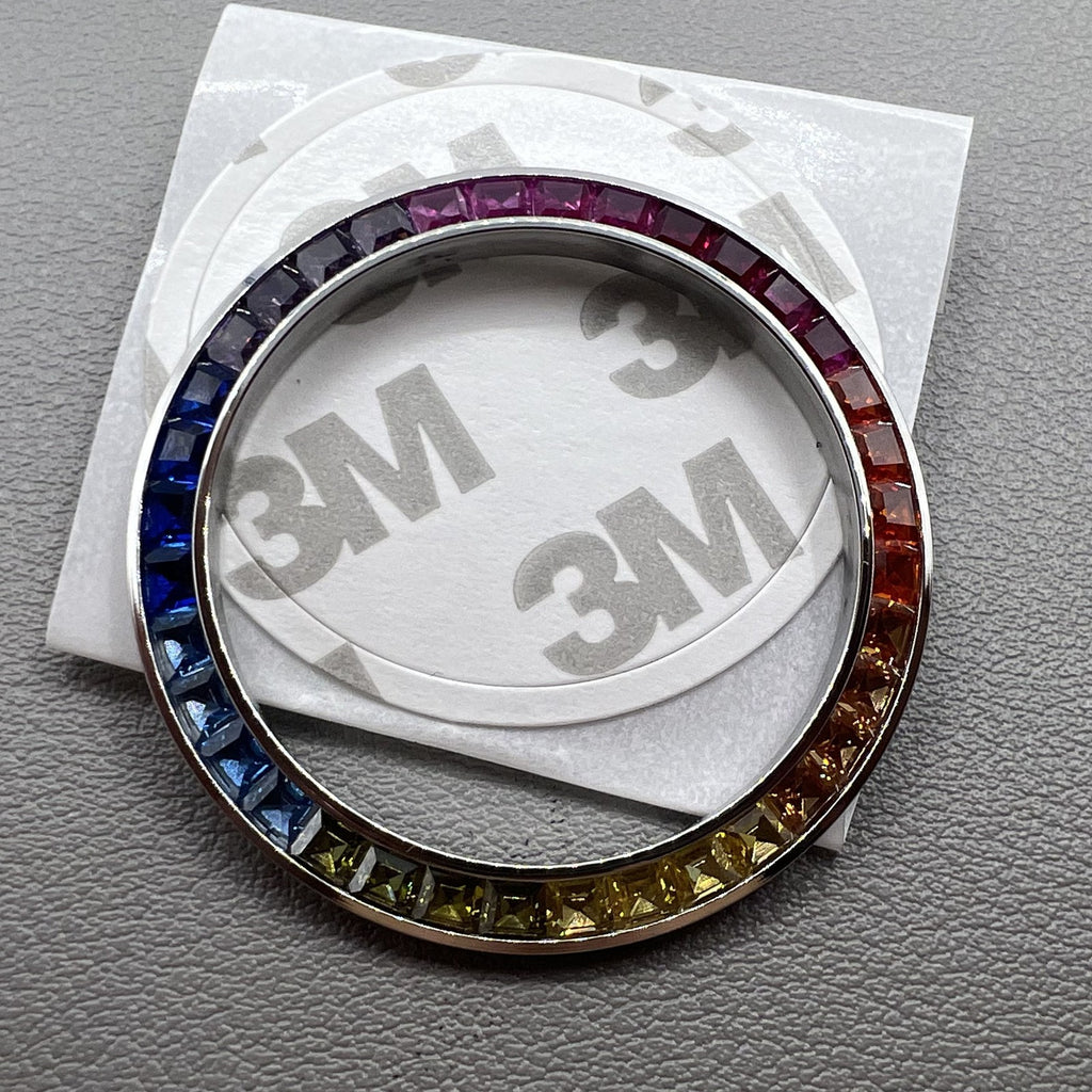 39mm Silver Trim Imitation Diamond Gemstone Watch Bezel for VK63 Movement