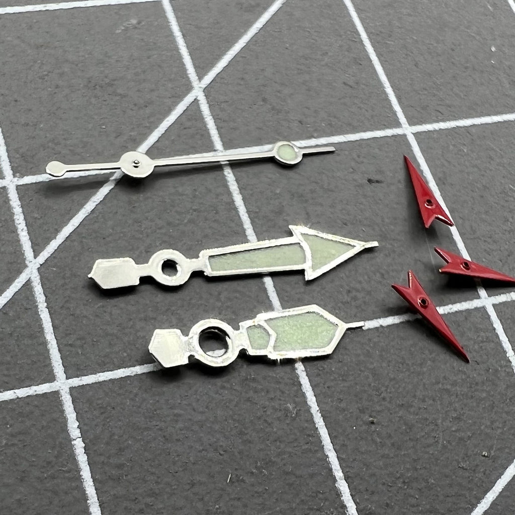 2 Sets Green Luminous Silver Trim Watch Hands for Miyota 0S60 OS60 Movement