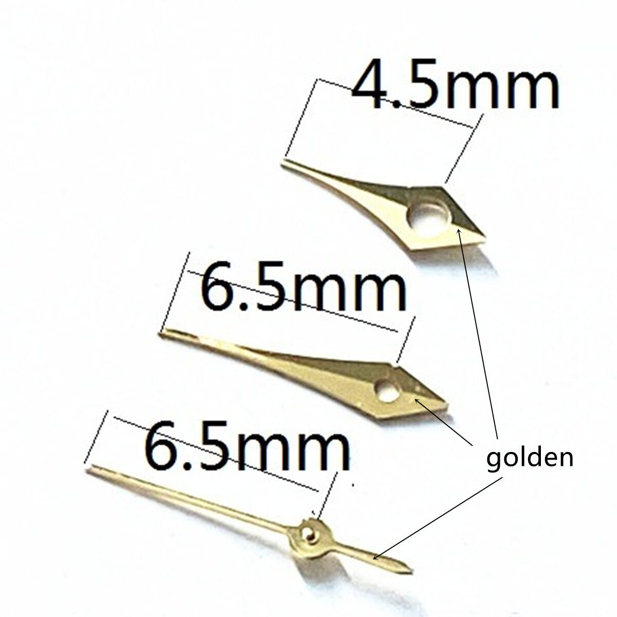2 Sets/Pack 6.5mm Pointed Golden Trim Hands for Miyota 2315 2035 2036 2115 2305