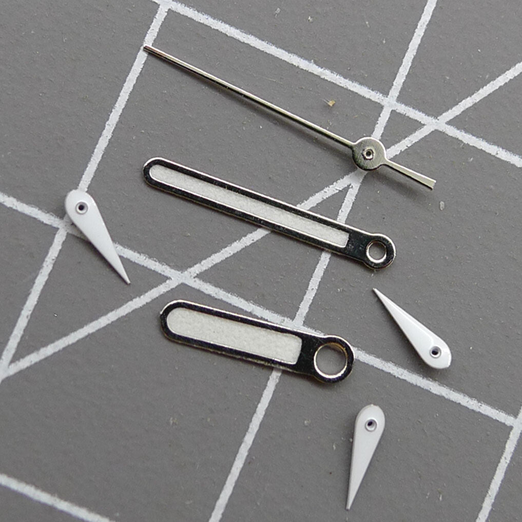 Pointed 10mm Silver Trim Green Luminous Watch Hands for Miyota 0S10 Movement
