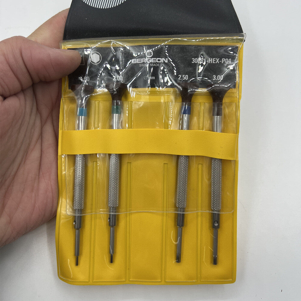Brand New Bergeon 30081-HEX-P04 Set of 4 Hex Blade Screwdrivers Watchmakers