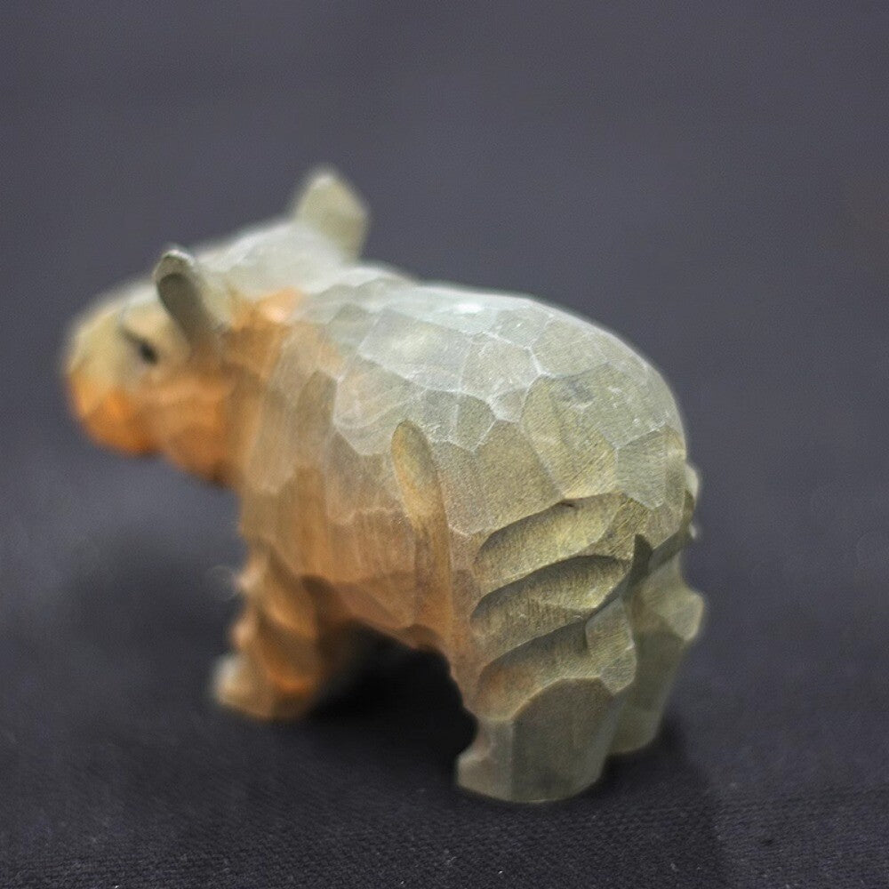 New Cute Handmade Little Hippo Wooden Figurine Sculpture Decorative Artwork