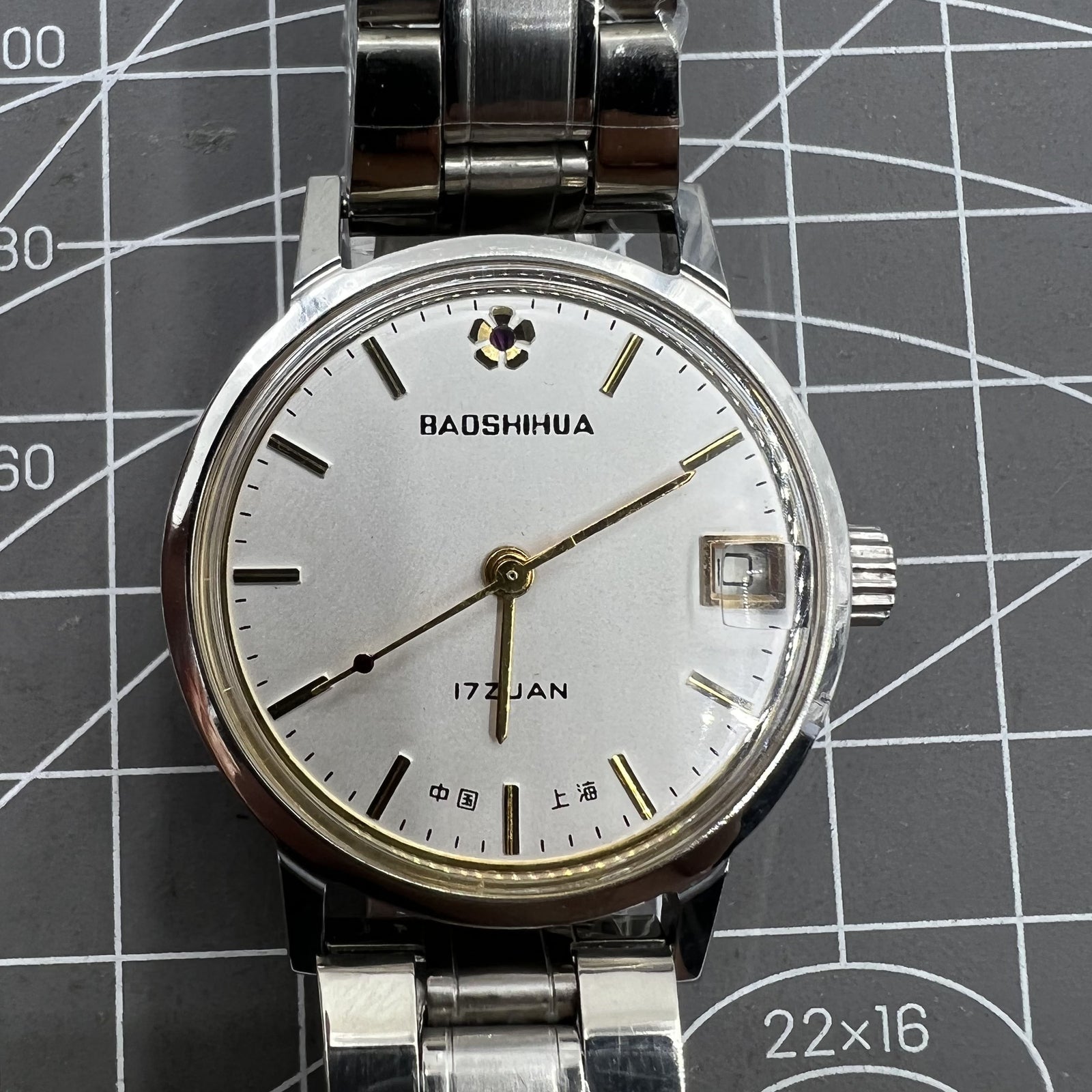 33mm Shanghai Manual Mechanical Watch Single Calendar 17 Jews Shock-Resistant