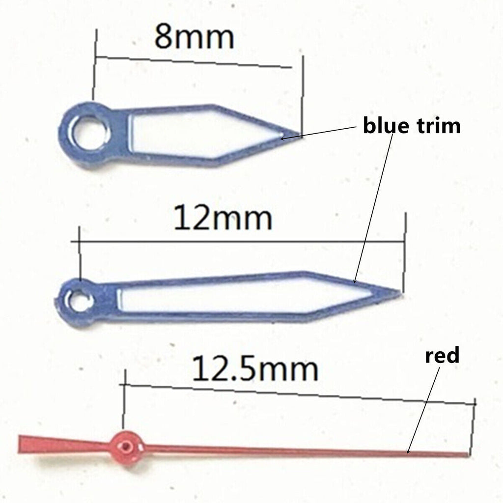 2 Sets/Pack Blue+Red Trim Green Lume Hands Set for Ronda 515 Movement