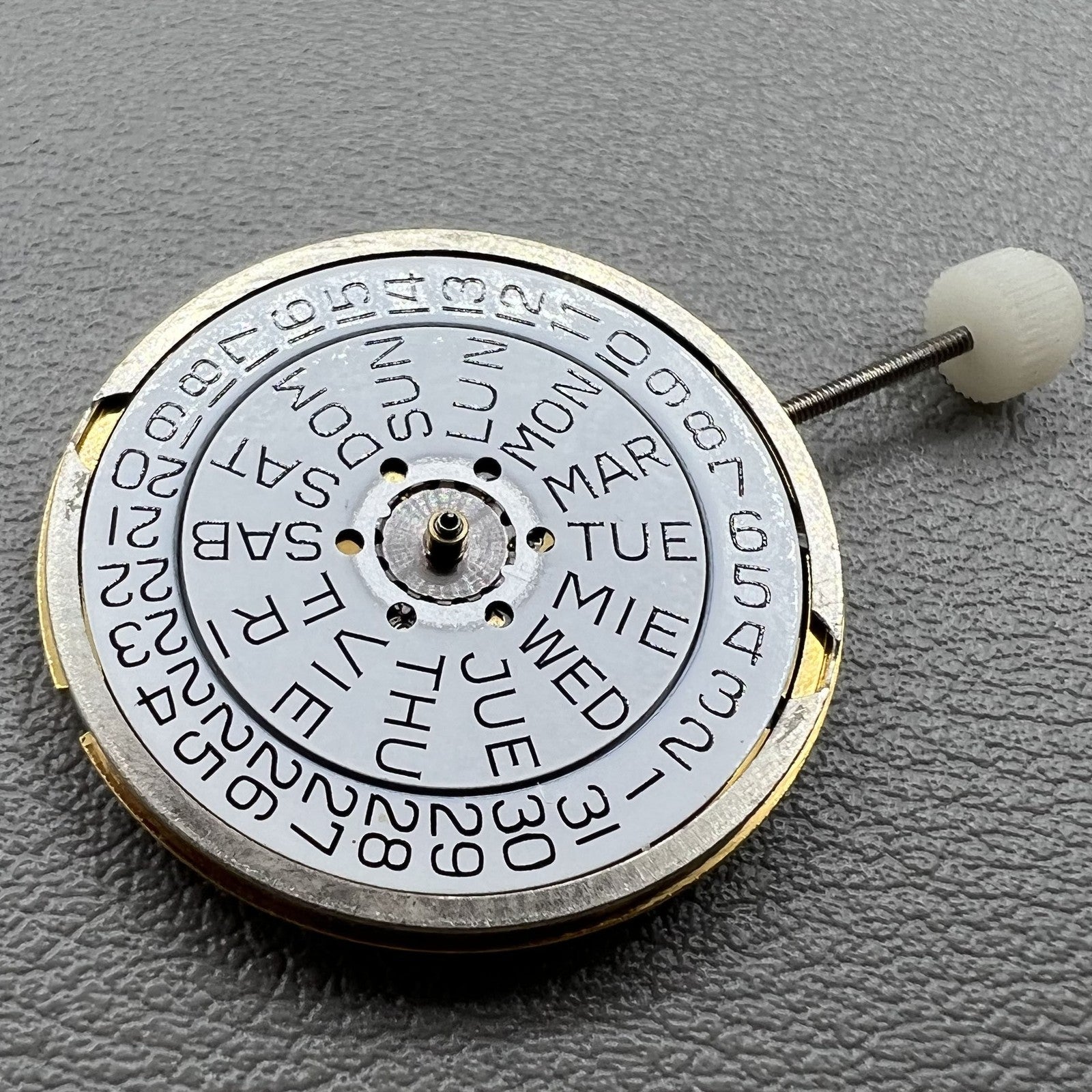 Swiss ETA955.422 Watch Quartz Movement Day Date Golden Gitled