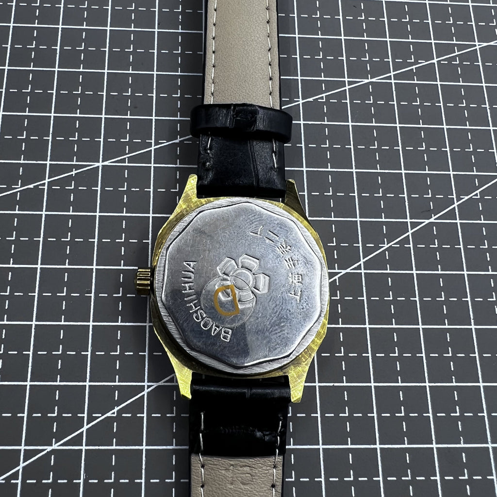 Shanghai 33mm Manual Mechanical Watch Golden Nail Blue Dial Square Case 17 Jews