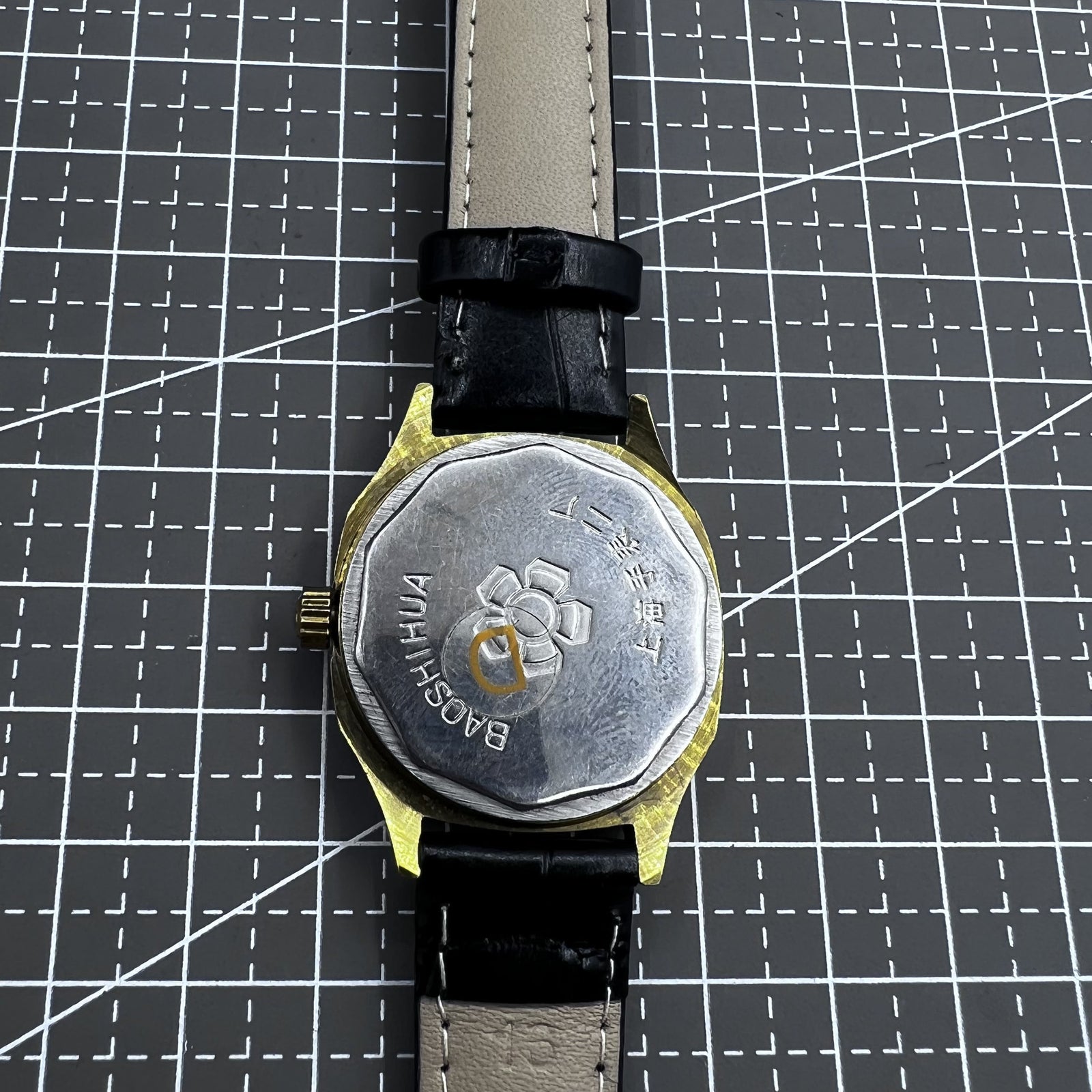 Shanghai 33mm Manual Mechanical Watch Golden Nail Blue Dial Square Case 17 Jews