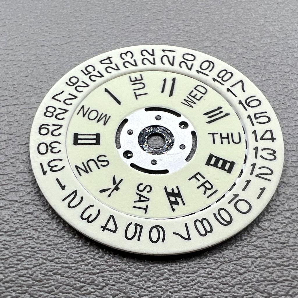 White Date Disk Wheel Week Wheel Green Lume for Seiko Movement NH36 Date@3.8