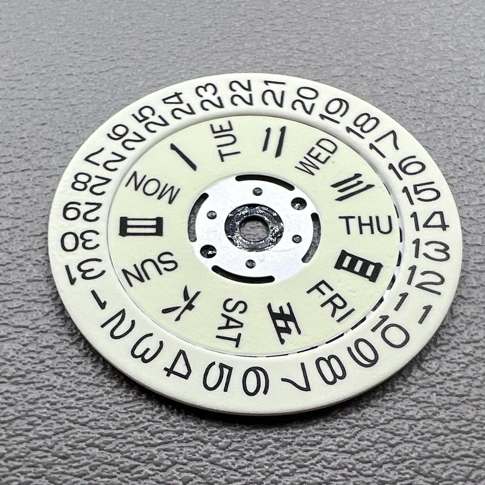 White Date Disk Wheel Week Wheel Green Lume for Seiko Movement NH36 Date@3.8