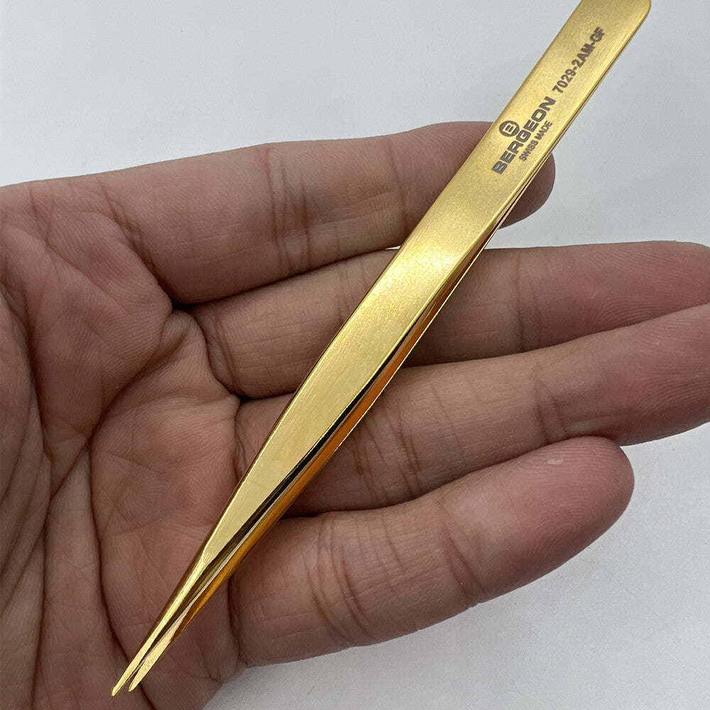 Bergeon 7029-2AM-GF Gold Tweezers Plated Antimagnetic Brass