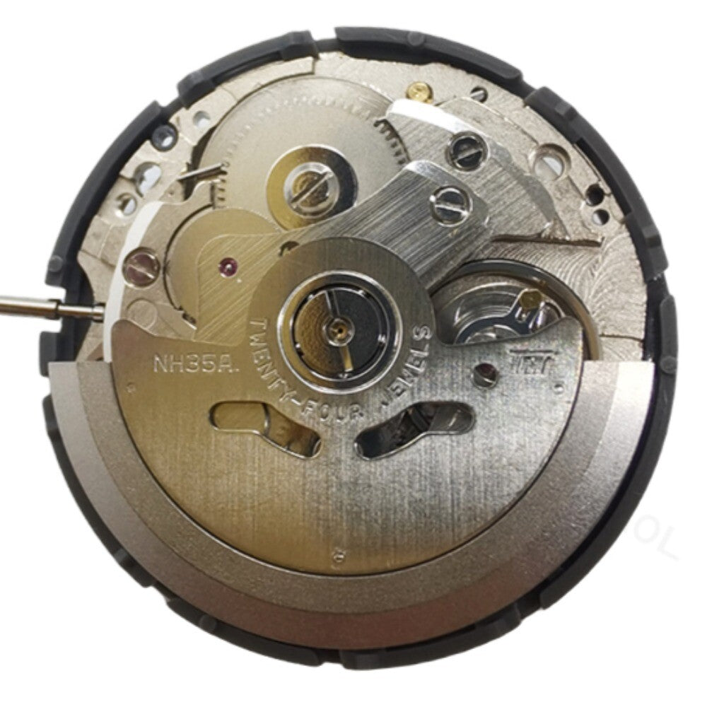 Japan NH35 Automatic Mechanical Movement Vintage Black Date Wheel 24 Jewels