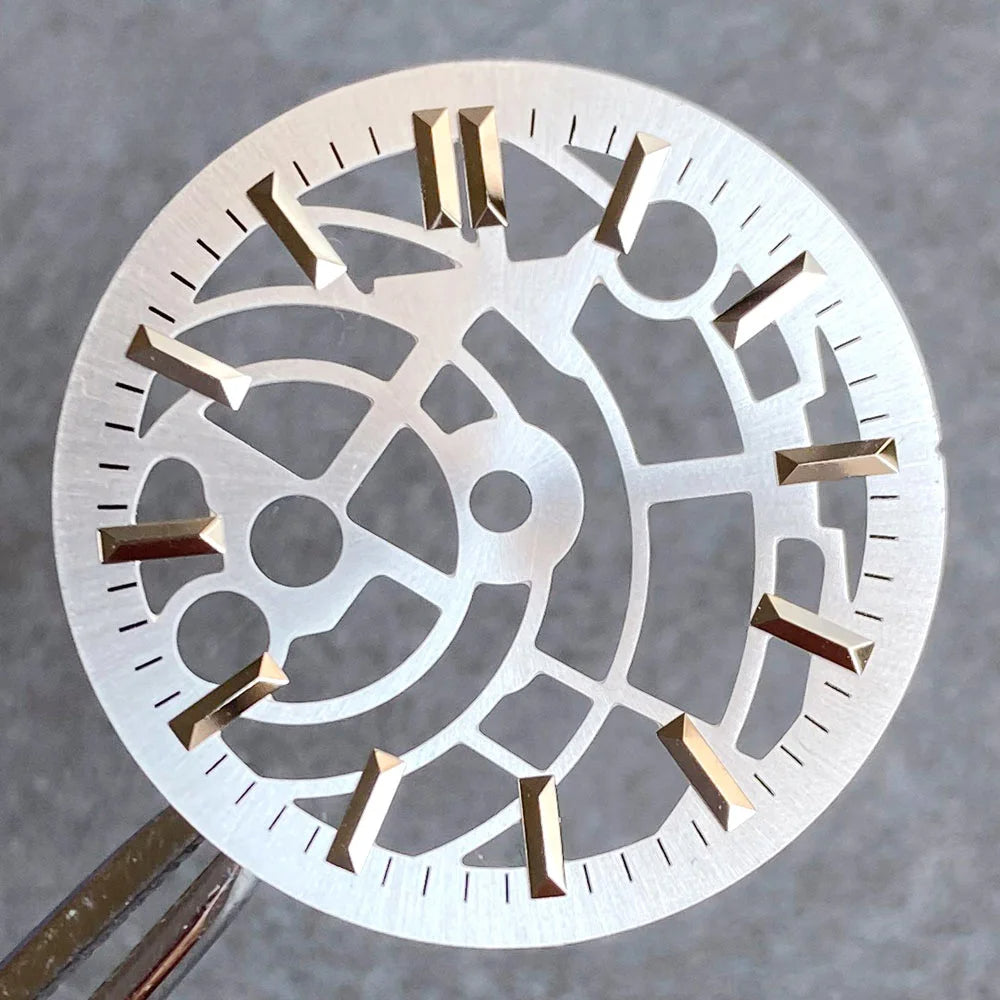 29mm Silver Hollow Watch Dial Fit for NH35 NH38 NH70 NH72 Movement No Logo