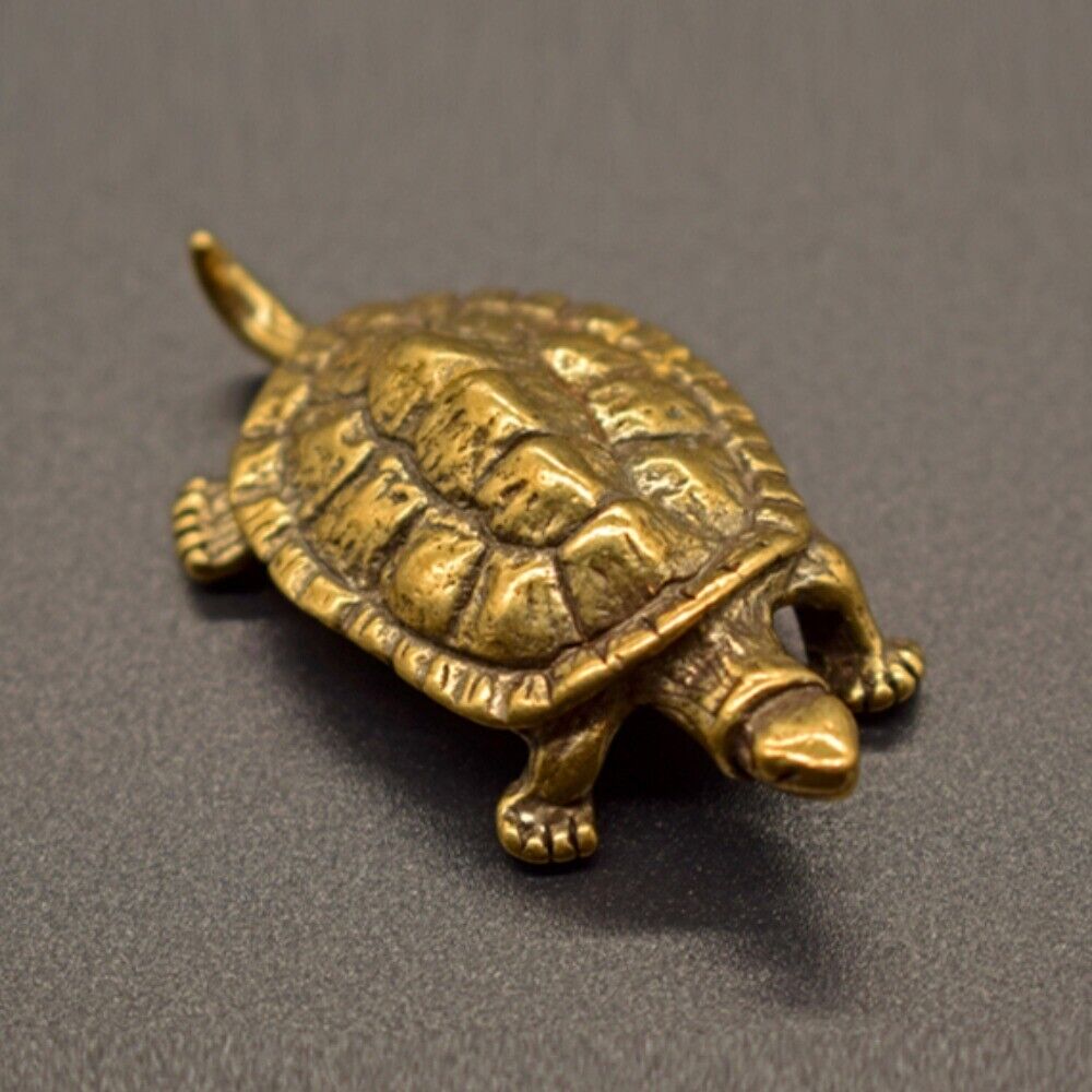Solid Copper Longevity Turtle Trinket Vintage Hand Carved Bronze Model Figurines