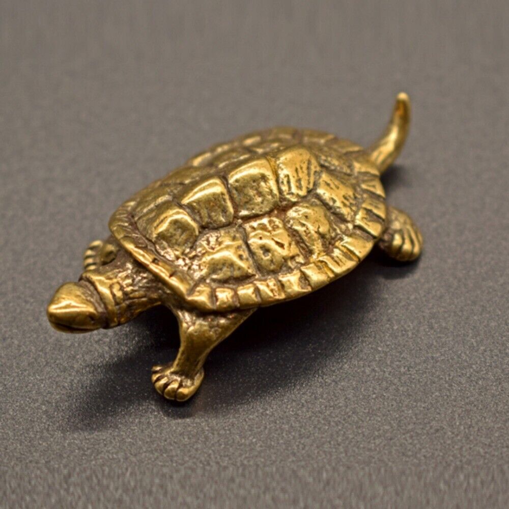 Solid Copper Longevity Turtle Trinket Vintage Hand Carved Bronze Model Figurines