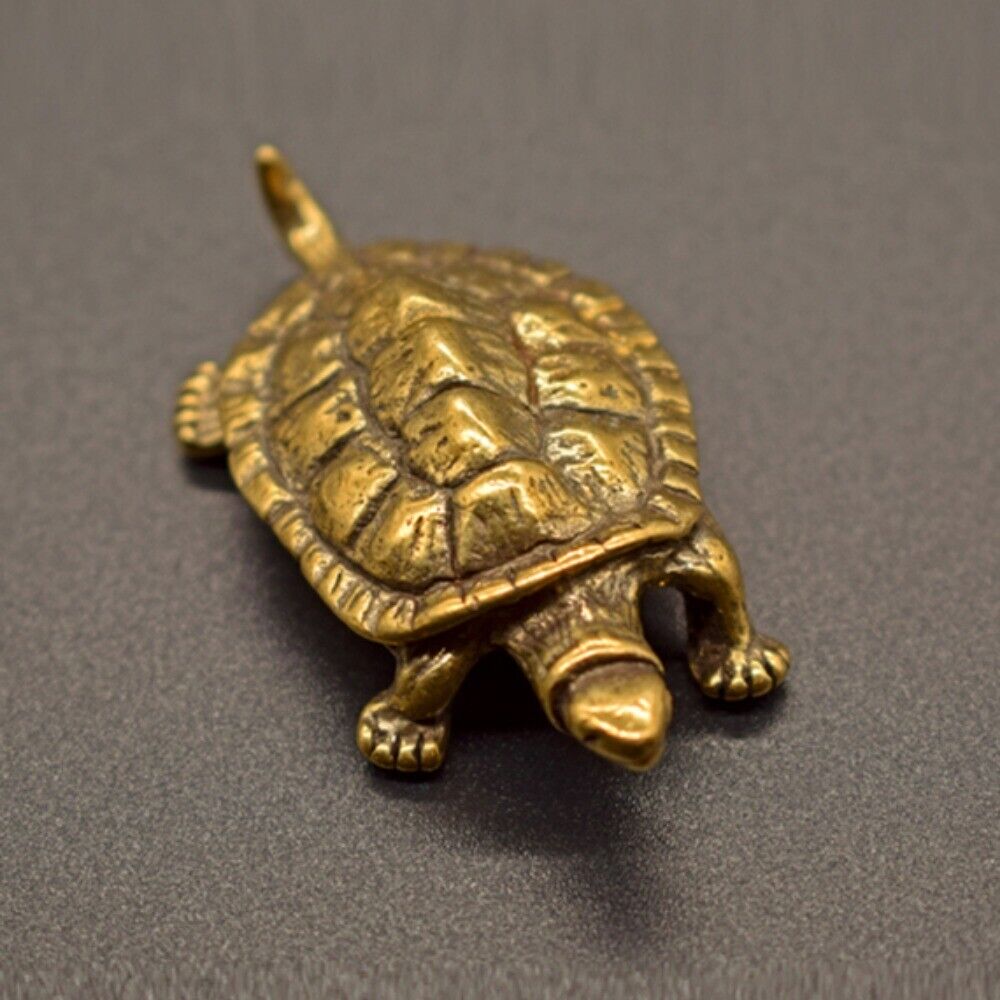 Solid Copper Longevity Turtle Trinket Vintage Hand Carved Bronze Model Figurines