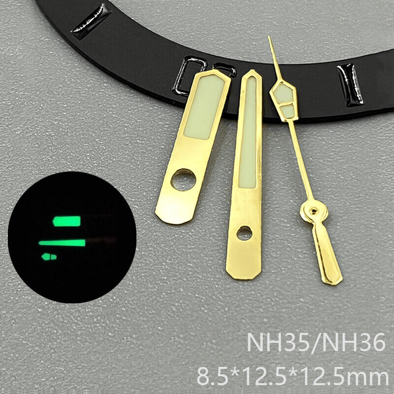 Golden Trim Strong Green Luminous Watch Hands for NH35 NH36 NH38 NH70 NH71 NH72