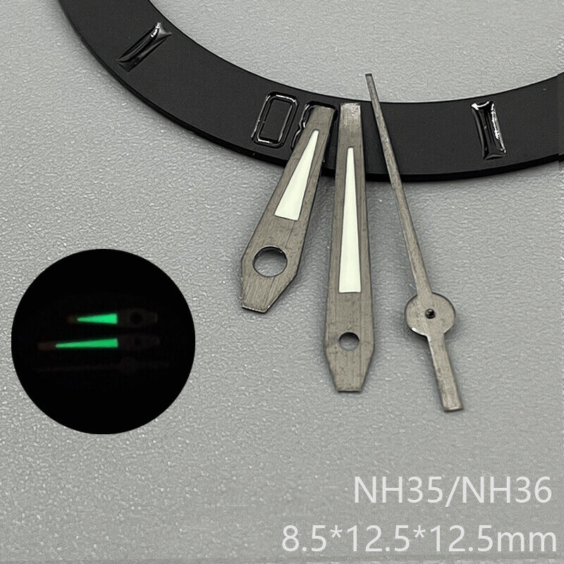 Black Trim Green Luminous Watch Hands for NH35 NH36 NH38 NH70 NH71 NH72 Movement