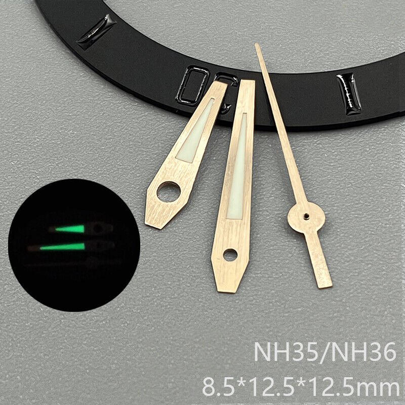 Rose Golden Trim Green Luminous Watch Hands for NH35 NH36 NH38 NH70 NH71 NH72