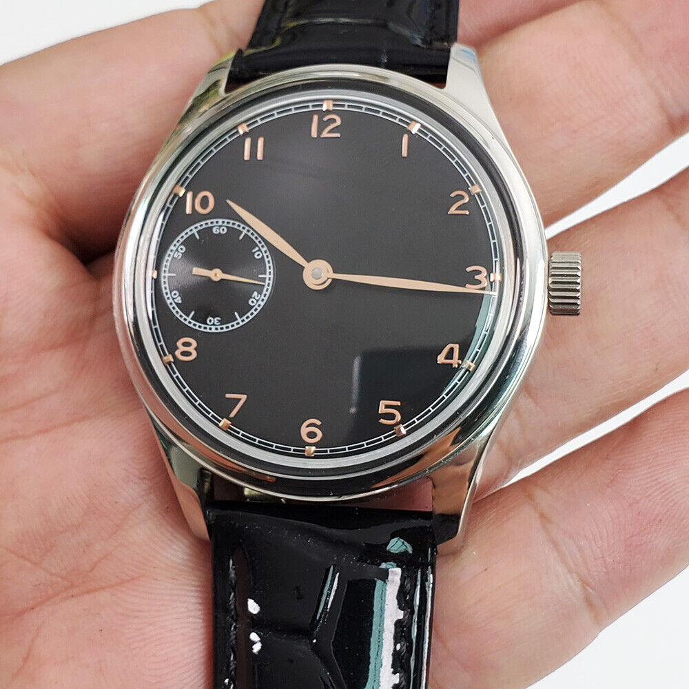 42mm Men Watch Seagull ST3600 Manual Chain Up Mechanical Movement Black Dial