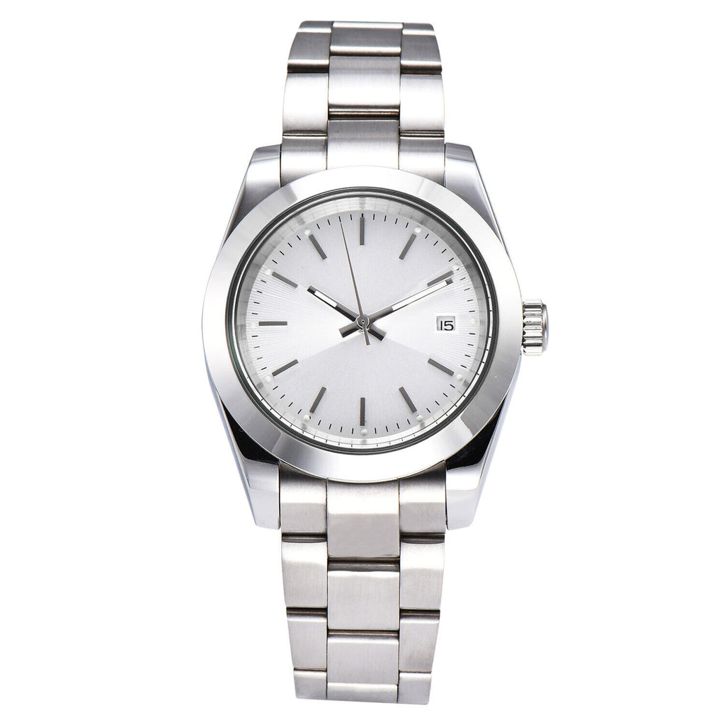 316L 40mm Men Wristwatch Sapphire Glass Waterproof Diving White Dial Silver Nail