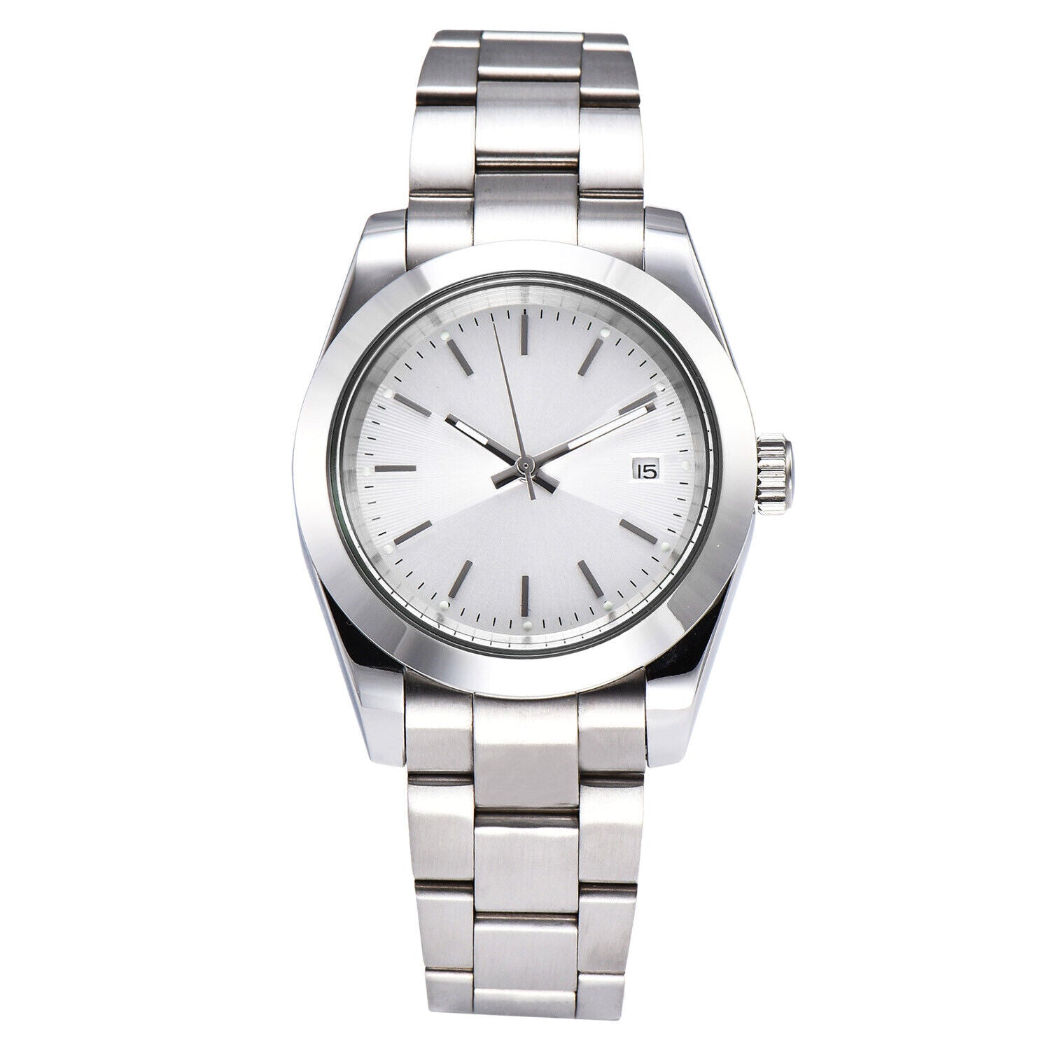 316L 40mm Men Wristwatch Sapphire Glass Waterproof Diving White Dial Silver Nail