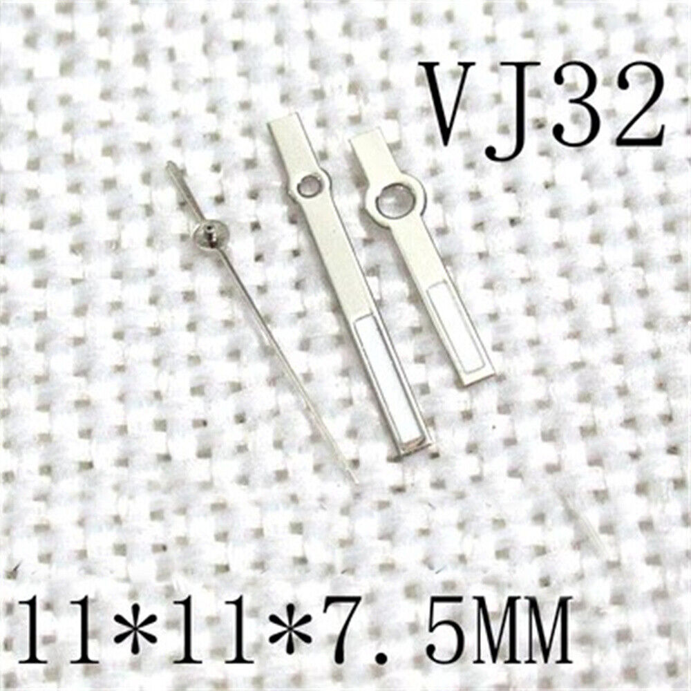 11x11x7.5mm Silver Trim Square Green Lume Watch Hands for Epson VJ32 Movement