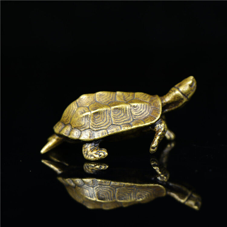 Solid Copper Little Turtle Trinket Vintage Hand Carved Bronze Model Figurines
