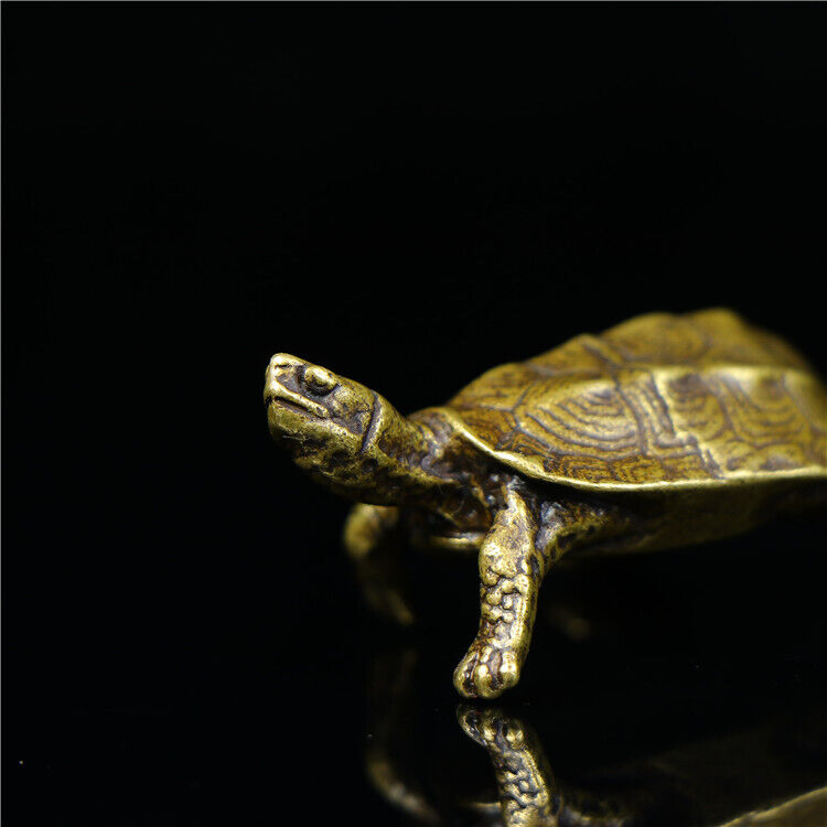 Solid Copper Little Turtle Trinket Vintage Hand Carved Bronze Model Figurines
