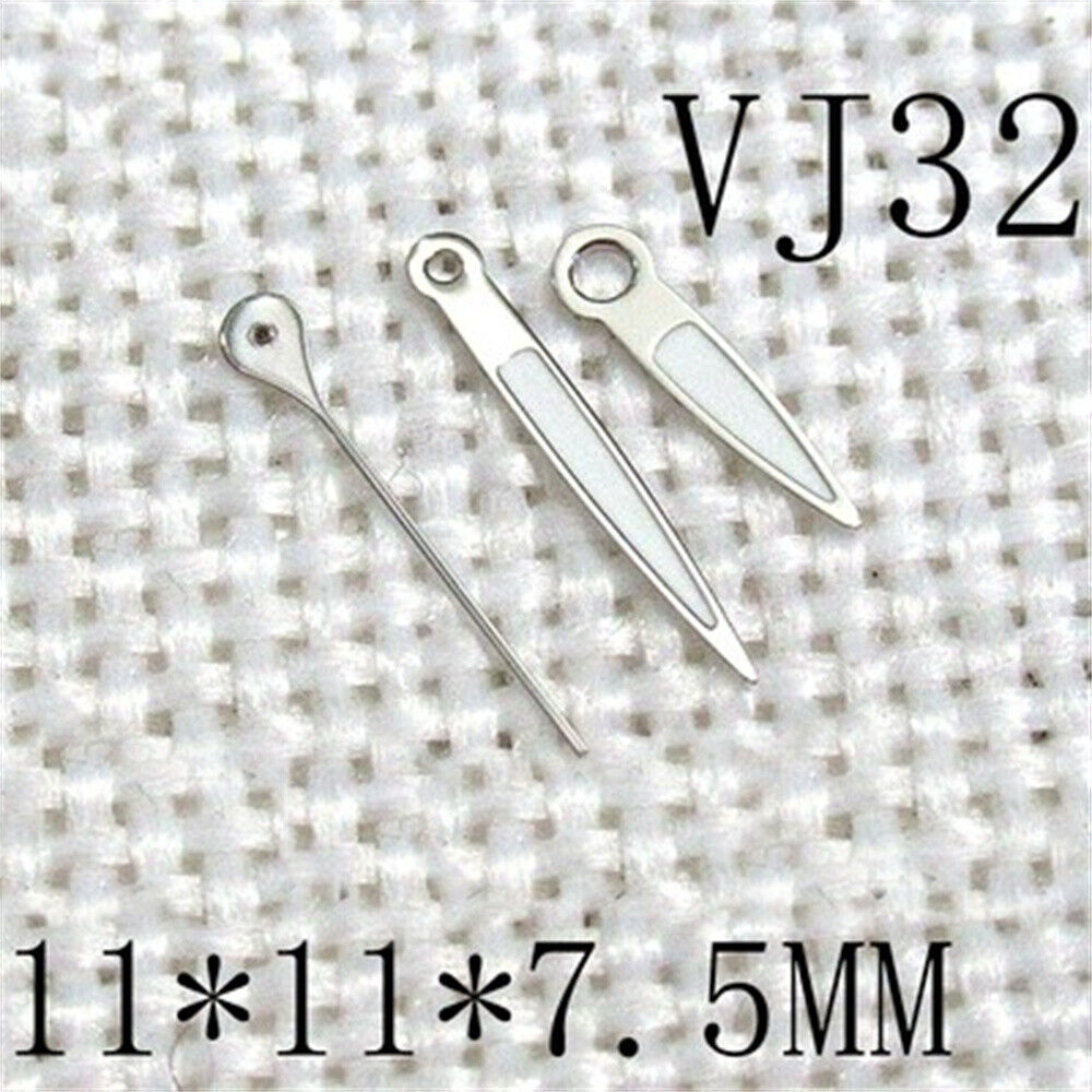 11x11x7.5mm Silve Trim 3 Hands Green Lume Watch Hands for Epson VJ32 Movement