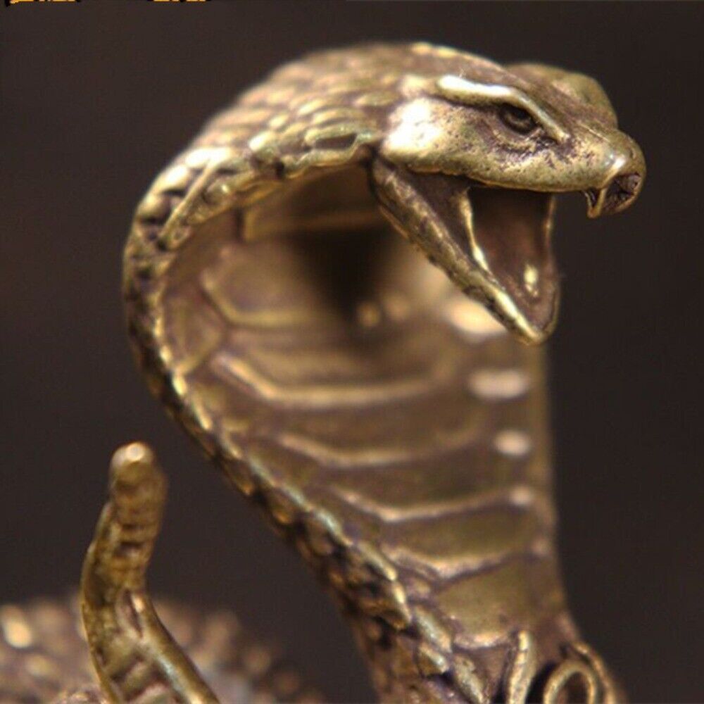 Solid Copper Cobra Trinket Hand Carved Bronze Model Figurines