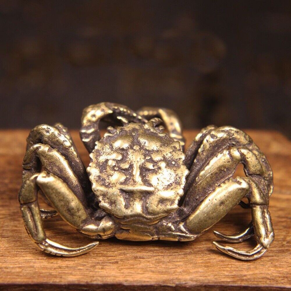 Solid Copper Hairy Crabs Trinket Hand Carved Bronze Model Figurines