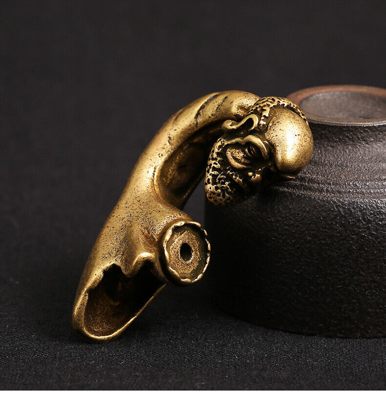 Solid Copper Dharma Agarwood Furnace Trinket Hand Carved Bronze Model Figurines