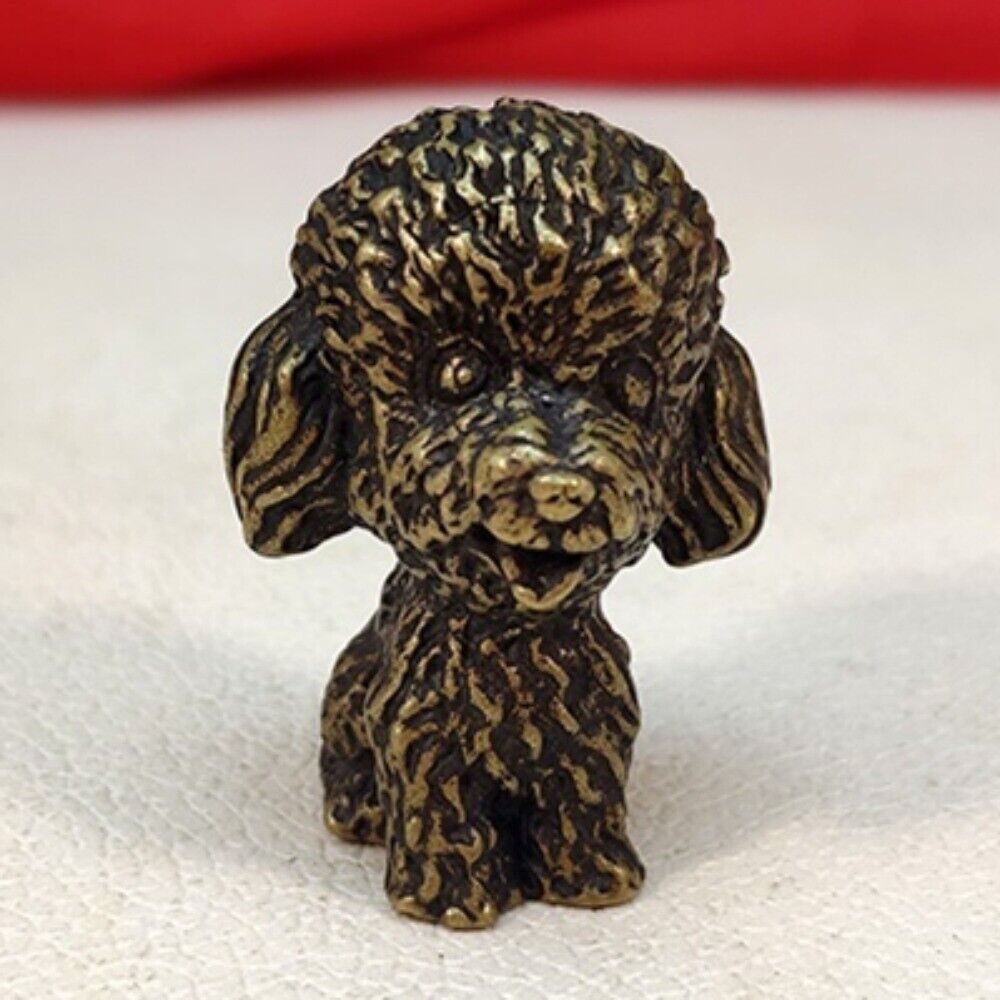 Solid Copper Poodle Trinket Hand Carved Bronze Model Figurines