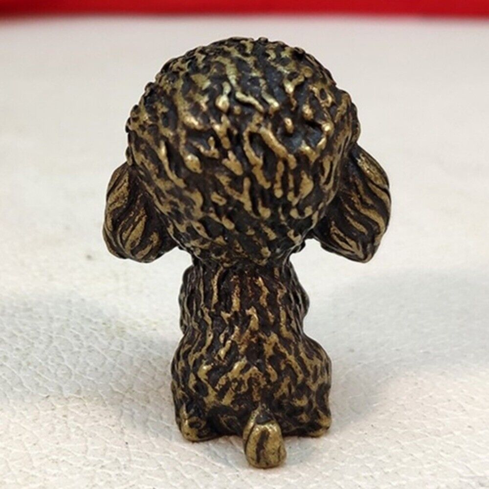 Solid Copper Poodle Trinket Hand Carved Bronze Model Figurines
