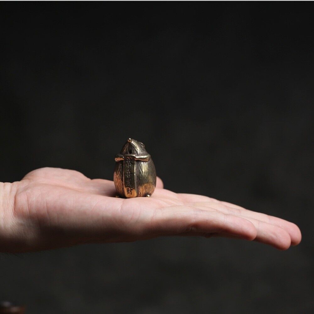Solid Copper Cute Mouse Trinket Censer Hand Carved Bronze Model Figurines
