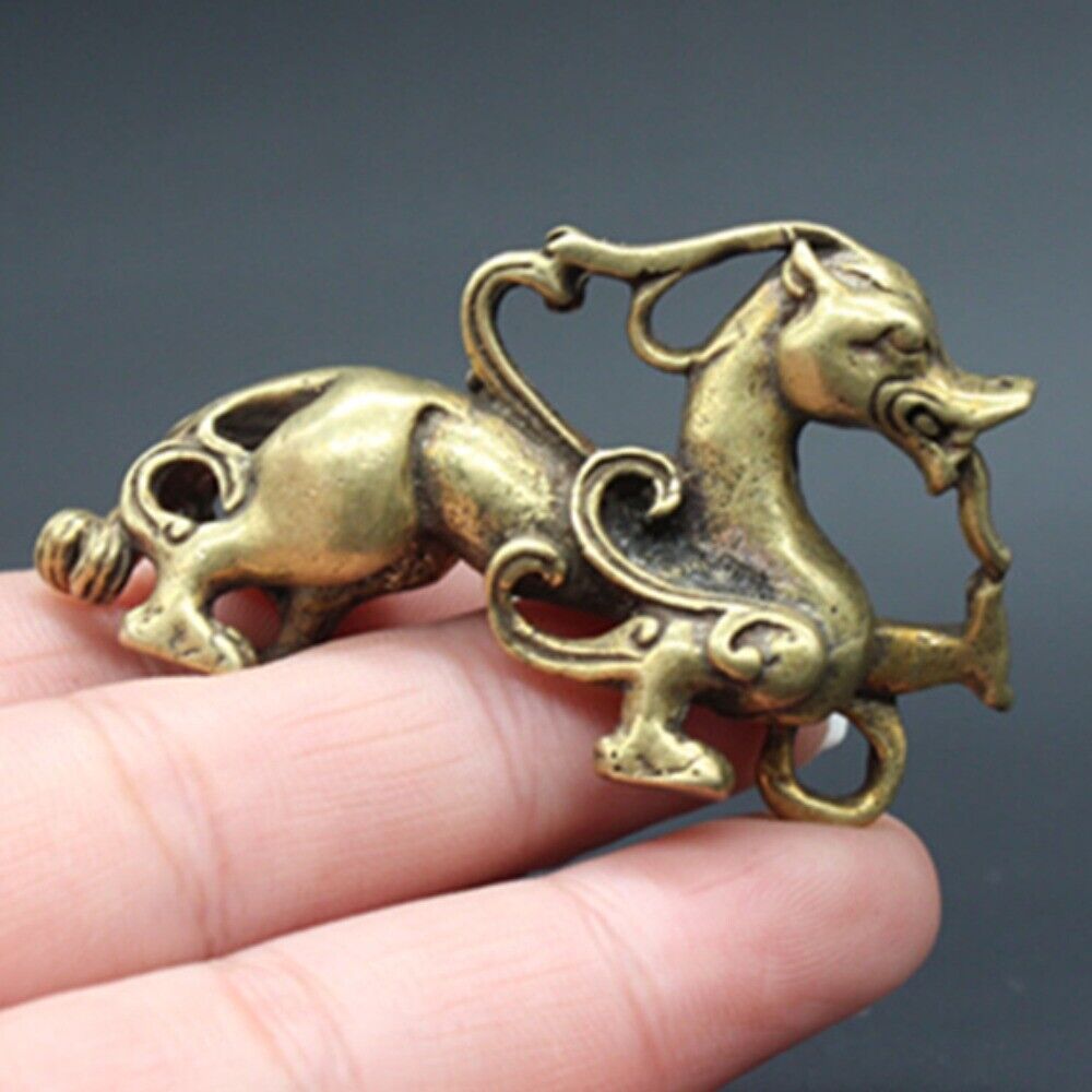 Solid Copper Dragon Trinket Vintage Hand Carved Bronze Model Figurines