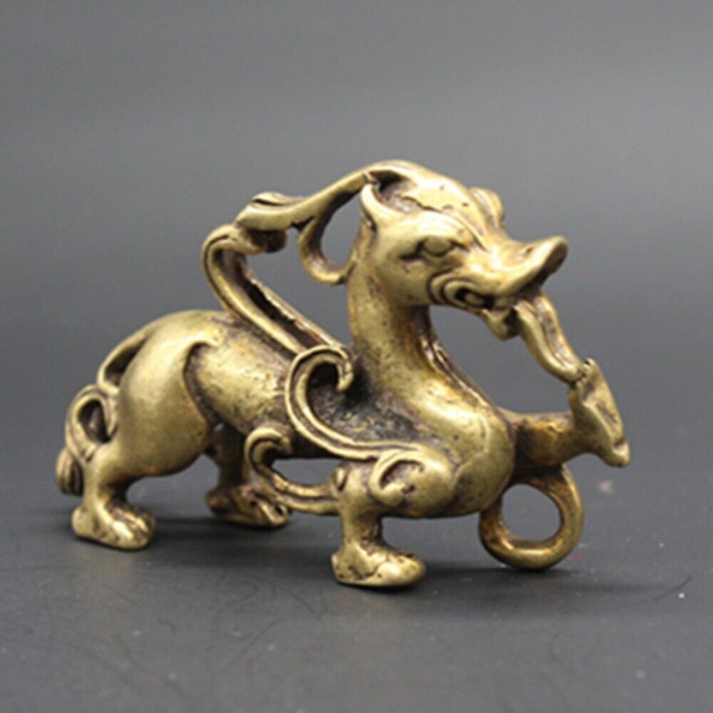 Solid Copper Dragon Trinket Vintage Hand Carved Bronze Model Figurines