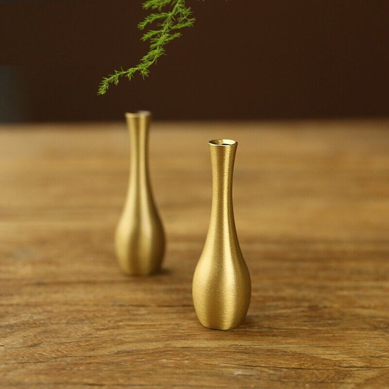Solid Copper Mini Vase Trinket Vintage Hand Carved Bronze Model Figurines
