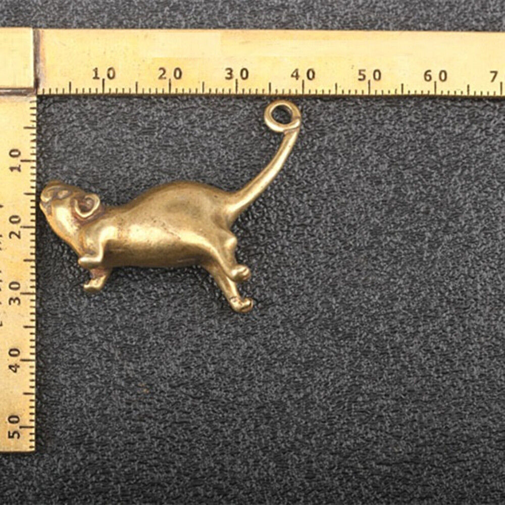 Solid Copper Mouse Trinket Vintage Handmade Hand Carved Bronze Model Figurines