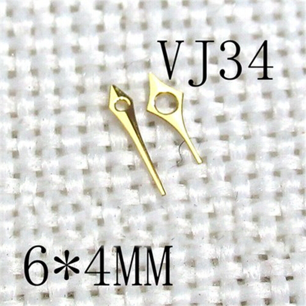 6x4mm Pointed Golden Plated 2 Hands Watch Hands for Hattori Epson VJ34 Movement