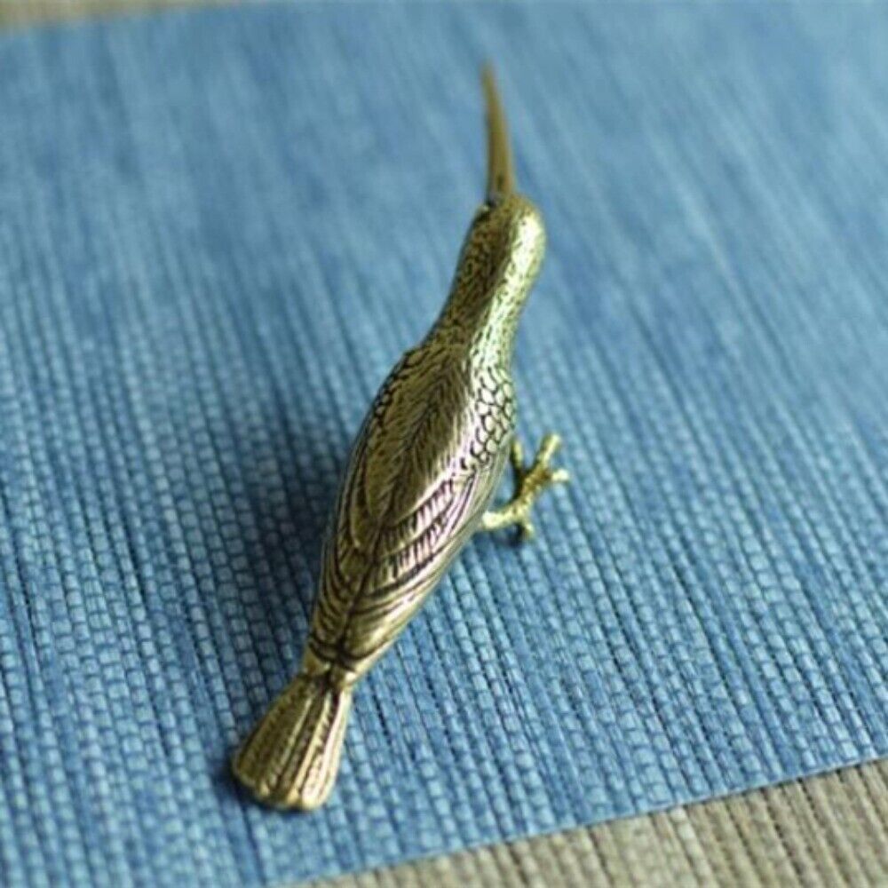 Solid Copper Woodpecker Trinket Hand Carved Bronze Model Figurines