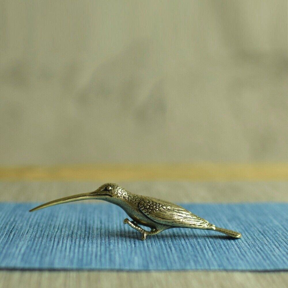 Solid Copper Woodpecker Trinket Hand Carved Bronze Model Figurines