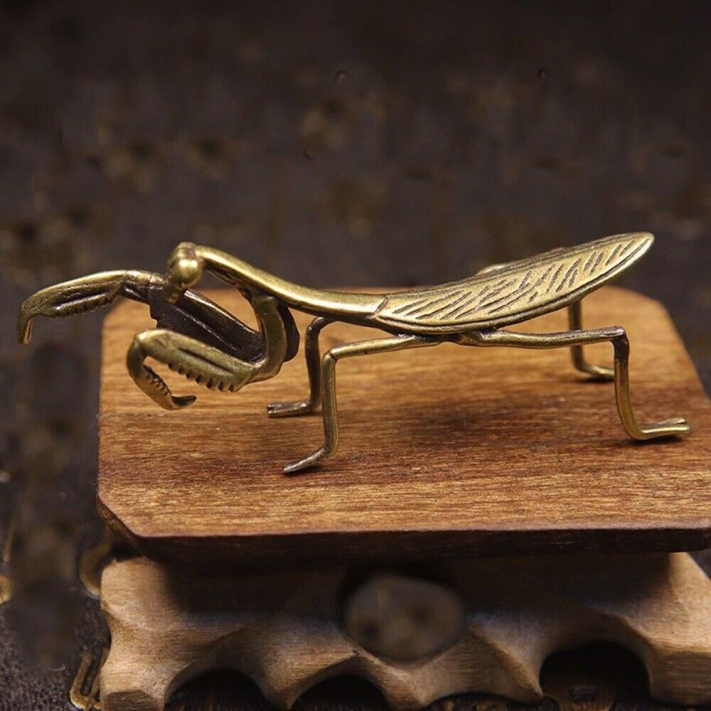 Solid Copper Mantis Trinket Hand Carved Bronze Model Figurines